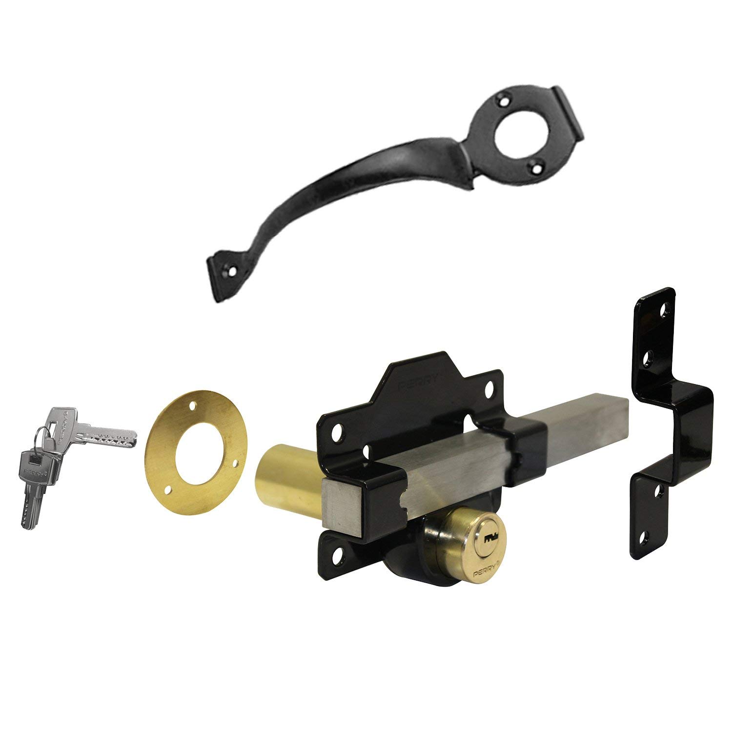Perry 11270070BK 70mm Double Locking Long Throw Lock Kit with 11250200BK Matching Handle
