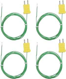 sourcing map 4 sondas de termopar tipo K, mini conector, sensor de temperatura universal para termómetro TM-902C TES1310, 0-220C, 5 pies, color verde