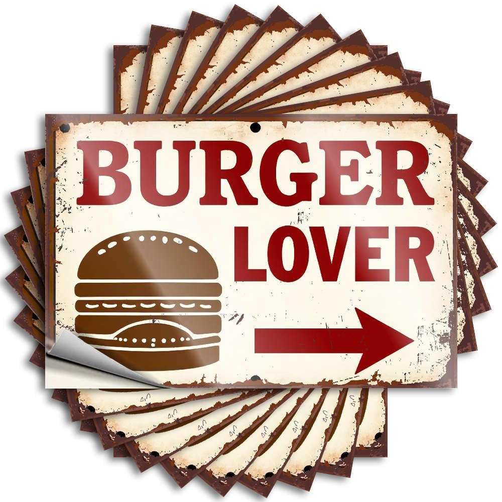 Girly Decal Durable Tumbler | Burger Lover Sign with Arrow Pointing Right. Mini Self Adhesive Sticker for Adult DIY(8X12CM)