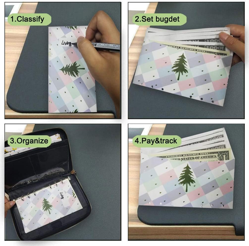 Longan Craft Cash Envelope Wallet All in One Budget System Wallet with 12x Cash Envelopes&Budget Sheet&To Do List,24x Labels,1x Budget Binder,Money Organizer Set for Tracking Your Spend : Office Products