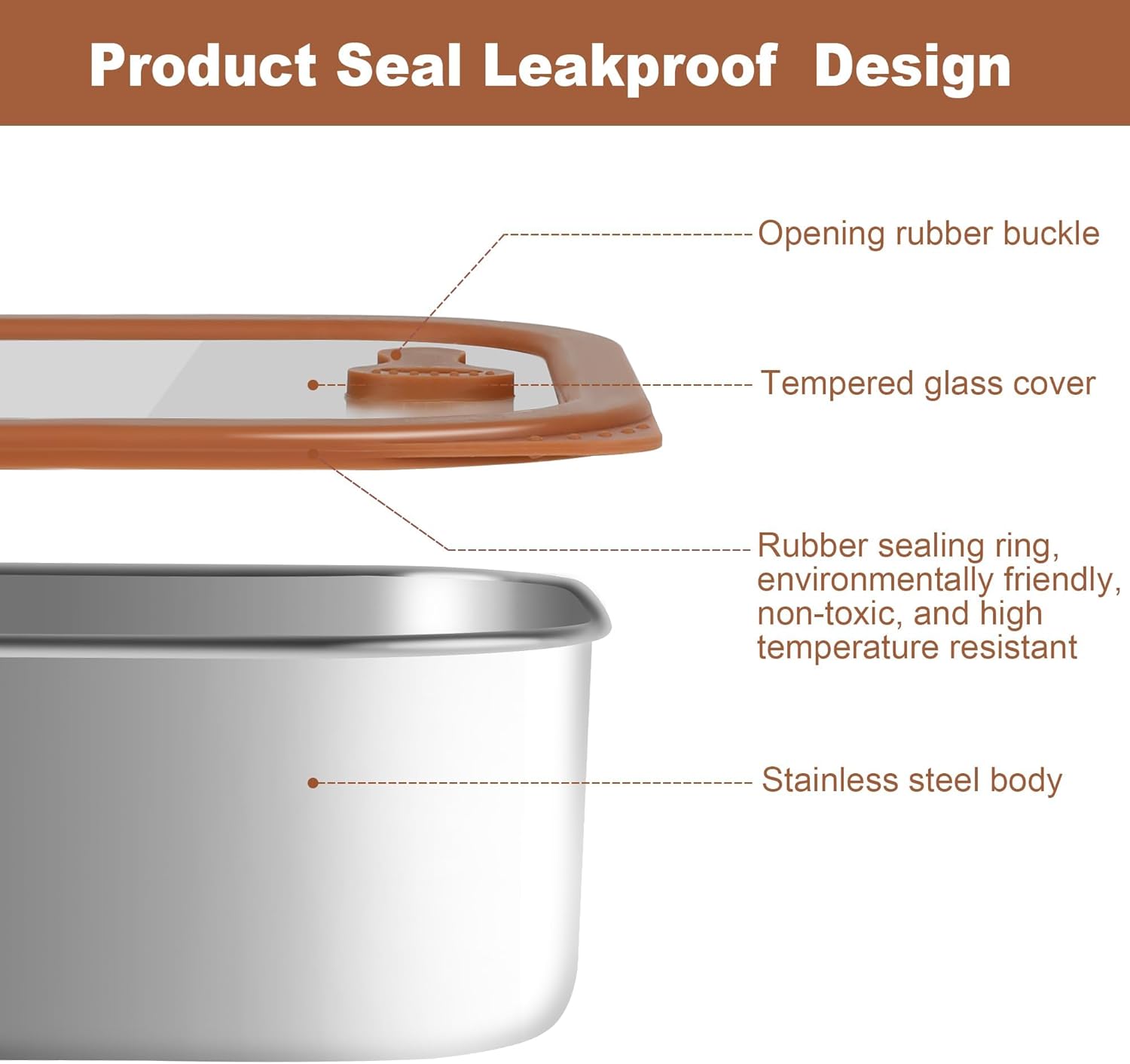 3pcs Stainless Steel Food Storage Container Set With Lids - Easy Clean, Smell-Proof, Airtight & Leakproof Containers - 3Sizes (21oz/42oz/70oz) - 304 Stainless Steel - Image 3