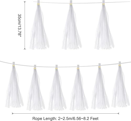 Vista 137 de MECCANIXITY 15Pcs Dark Purple Tassel Garland Banner with Rope Tissue Paper Tassels Party DIY Kits for Anniversary Wedding Birthday Party