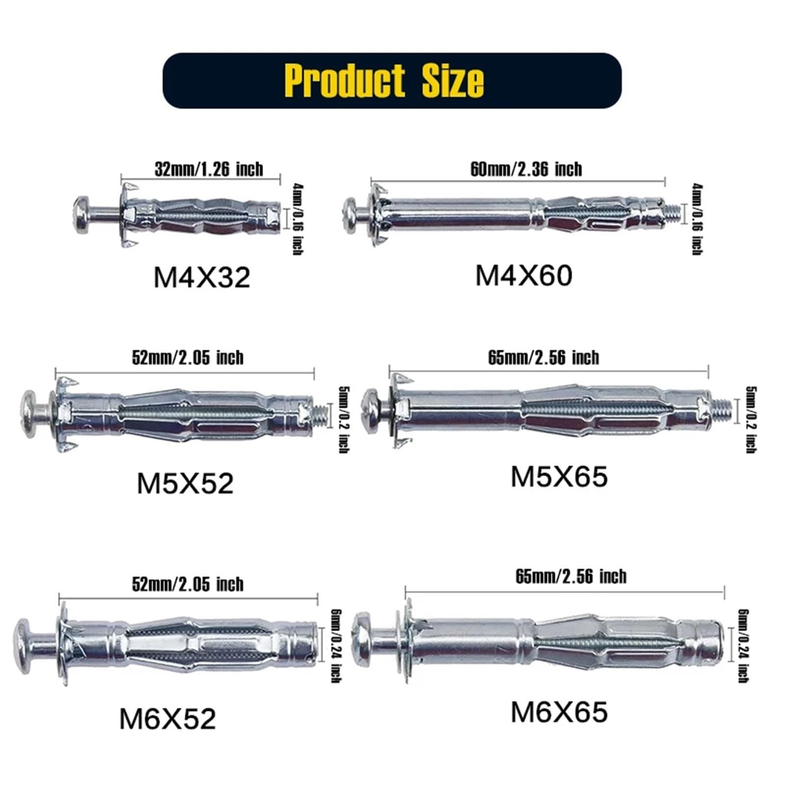 Tacos de expansión Kit surtido de pernos, anclajes for paredes huecas, perfectos for fijar paneles yeso, placas y a o techos (kit surtido)(Assortment B(80pcs))