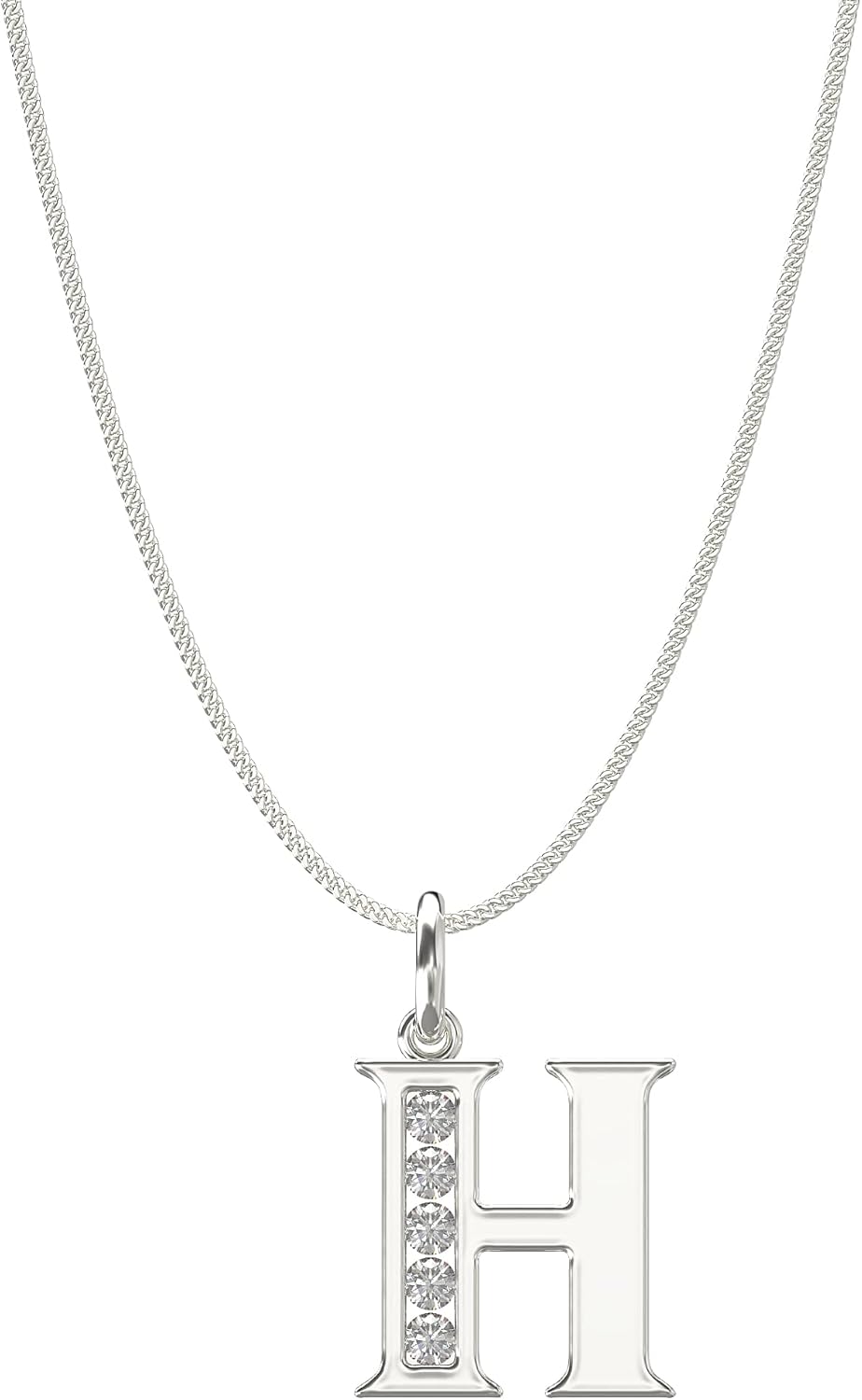 Collana Iniziale In Argento 925 Con Zirconia Cubica, Regolabile 40-45 Cm, Panno Incluso, Regalo Per Lei