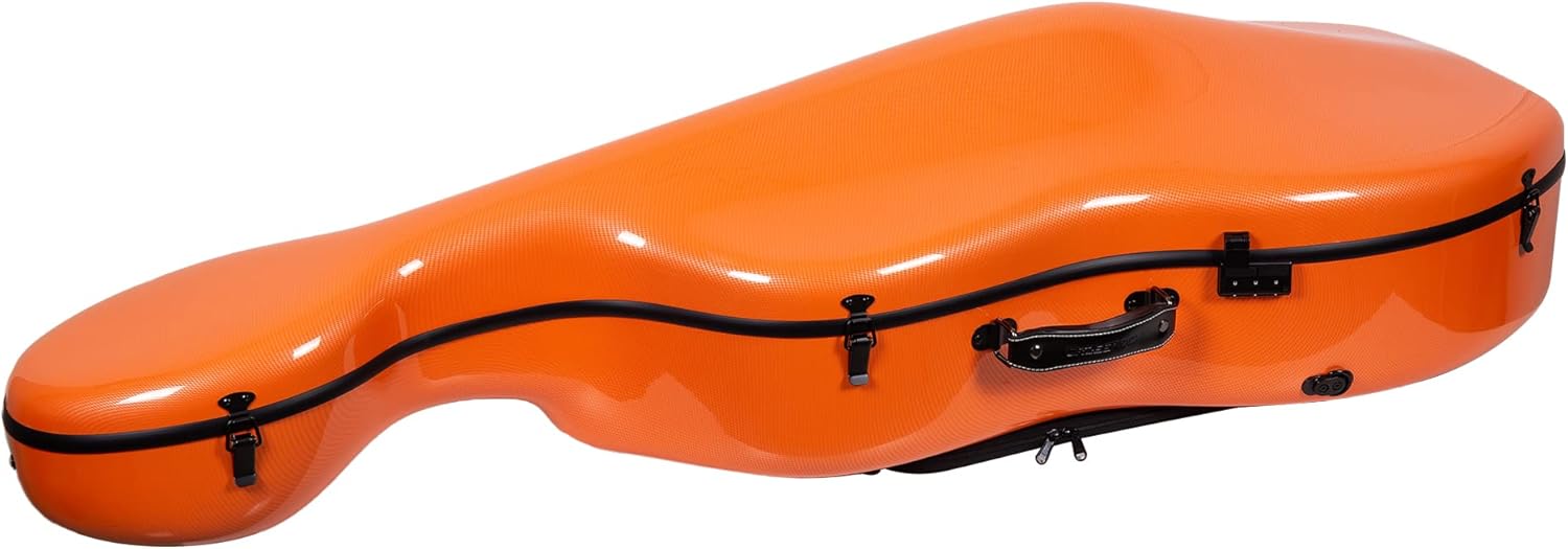 Crossrock Cello Case Fits 4/4 Full-Size Cellos, Carbon Fiber Shell Weighs 7.5 lb-Orange(CRF3020CEFOR)