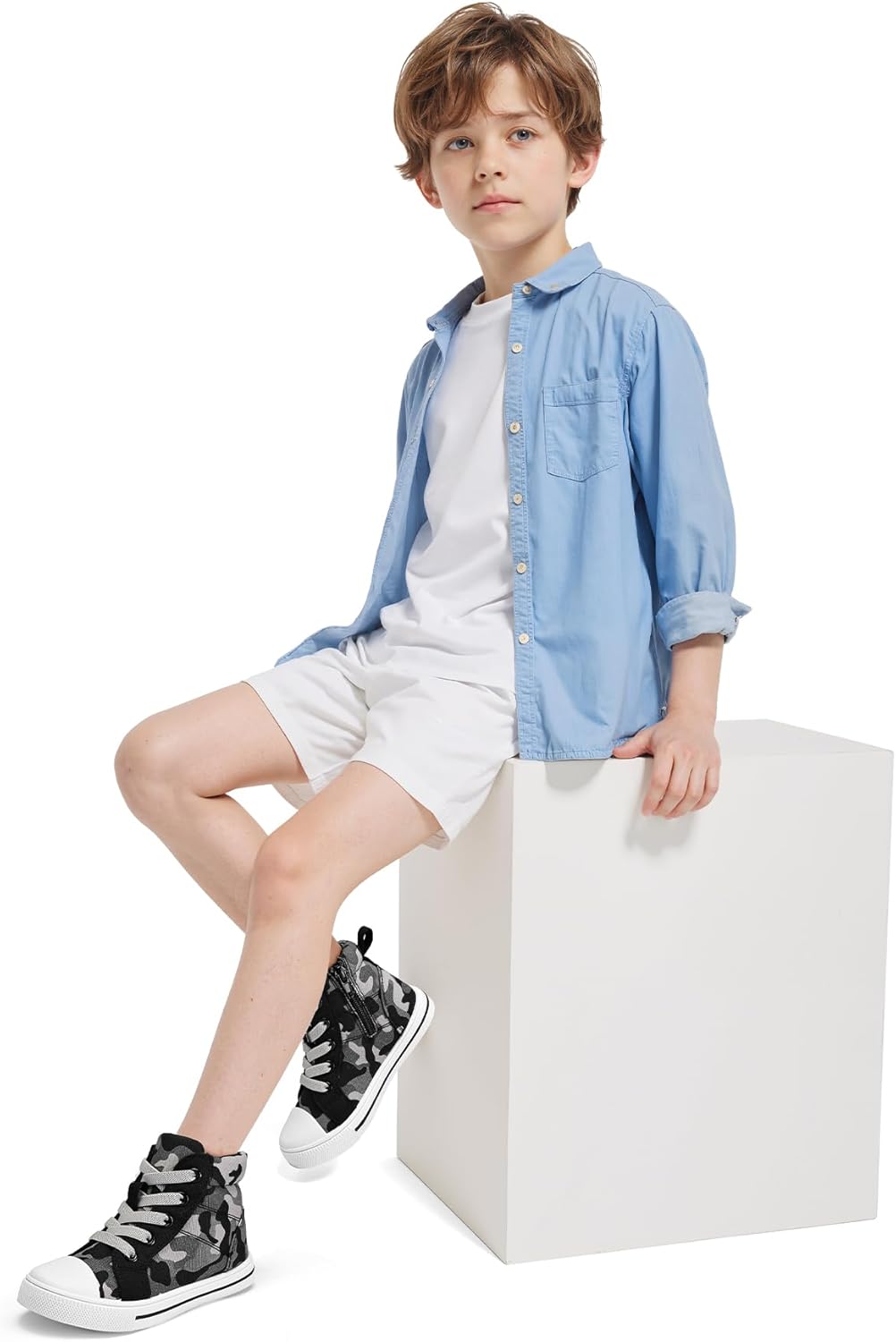 K KomForme Kids Sneakers for Boys and Girls Toddler Canvas High Top Walking Causal Shoes with Zipper - Image 7