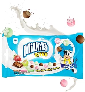Milkita Bites Milk Candy – Low-Sugar Healthy Sweets with Real Milk for Kids & Adults – Bite-Size, Gluten Free Candy with Calcium for Sharing & On-the-Go (Chocolate, Strawberry & Honeydew – 12 Pack)