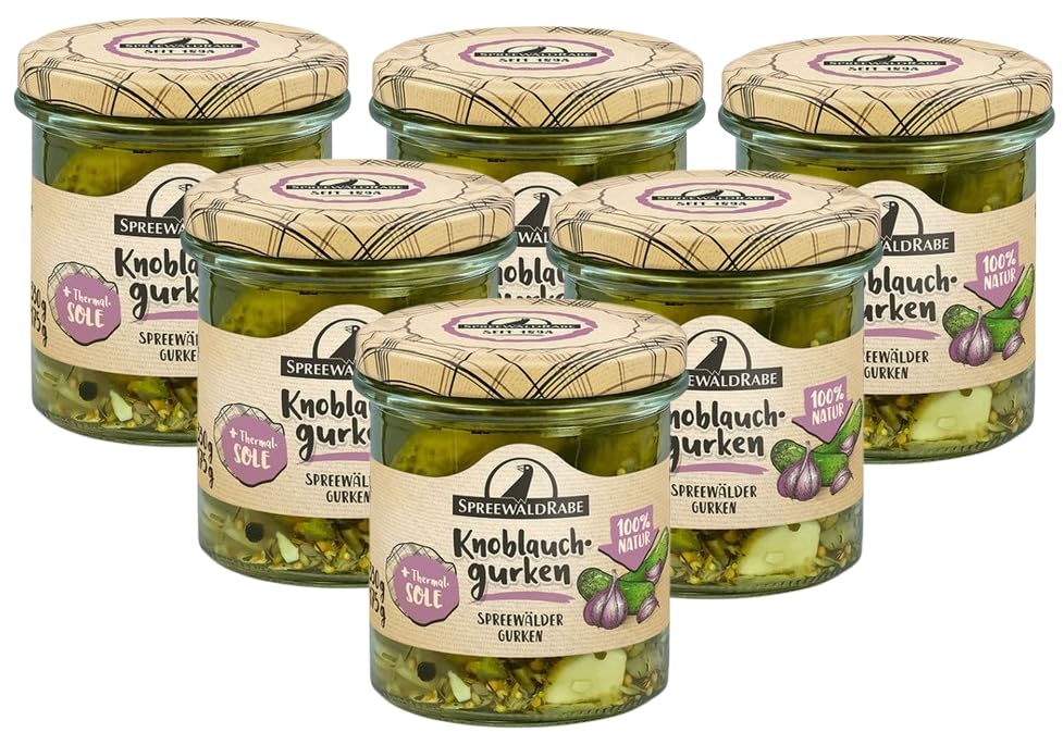 6 Gläser Premium Rabe Knoblauchgurken