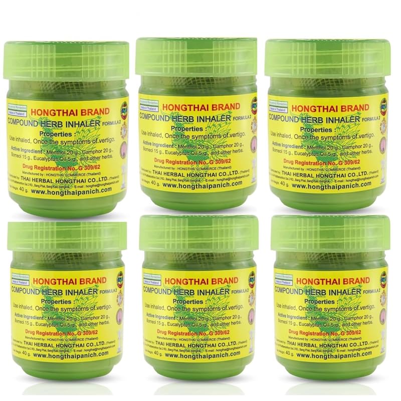 Hongthai Herb Inhaler Traditional Inhaler Thai Compound Herbal Inhaler Pack Of 6