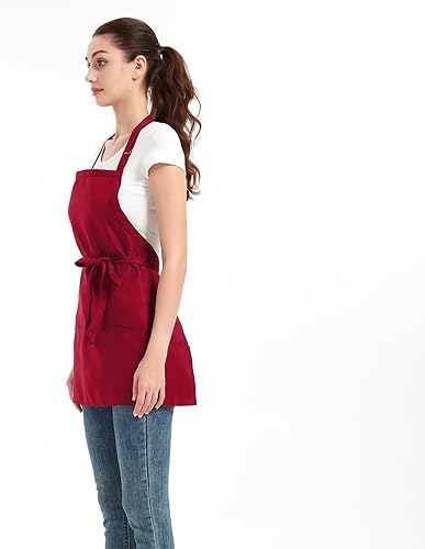 Miniatura 2 de Delantales cortos para mujer con 3 bolsillos, delantal de chef impermeable para cocinar, delantal de cocina para hombres para asar barbacoas