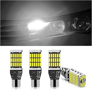 4 PCS Car LED Reverse Lights, T15 4014 45-SMD Super Bright Vehicle Back Up Light Turn Signal Bulb, Error Free Automotive Brake Stop Cargo Backup Lamp, Universal for SUV Sedan Truck (White)