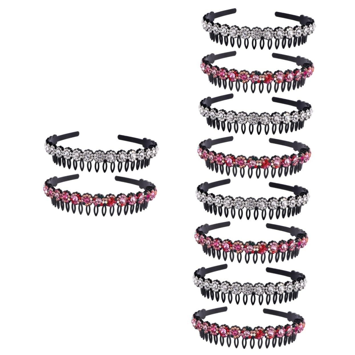 POPETPOP 10pezzi Fascia Per Con Punte Cerchietto Nonslip Con Strass Per Donna Accessorio Elegantper Makeup e Cura Della Colori Misti Per Spa e Uso Quotidiano