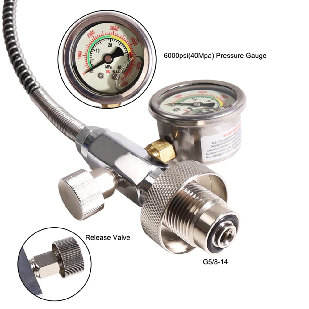 Adaptador de Carga de EstacióN de Llenado de 24 Pulgadas, Adaptador de Tanque de Buceo con Conector DIN 232/300Bar para Recarga de Aire PCP