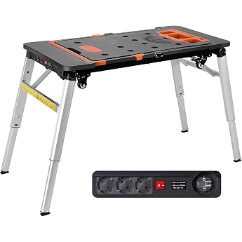 TLGREEN 7-in-1 Folding Workbench, Height Adjustable, Portable Work Table | Mobile folding work table, 100-200 kg load capacit