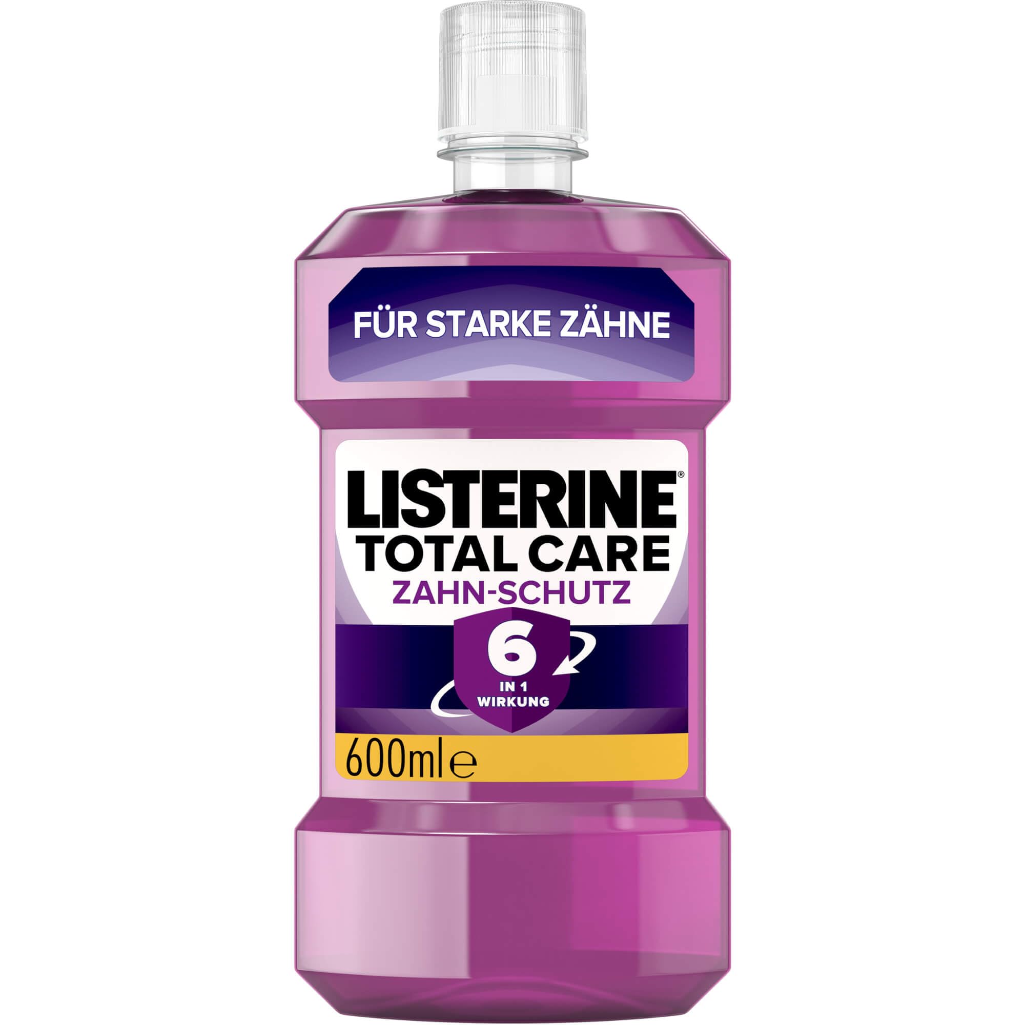 LISTERINE Erfrischendes, Total Care Zahn-Schutz (600 ml), schützende Mundspülung gegen Karies mit 6 in 1 Wirkung, Rundumschutz für starke Zähne