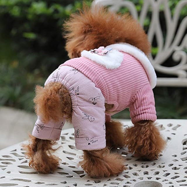 Foto 3 de 5 de YAOTT Mono para Perros Pequeños, Invierno Cálido Abrigo de Cuatro Patas para Cachorros Gatos Ropa Forro Polar…