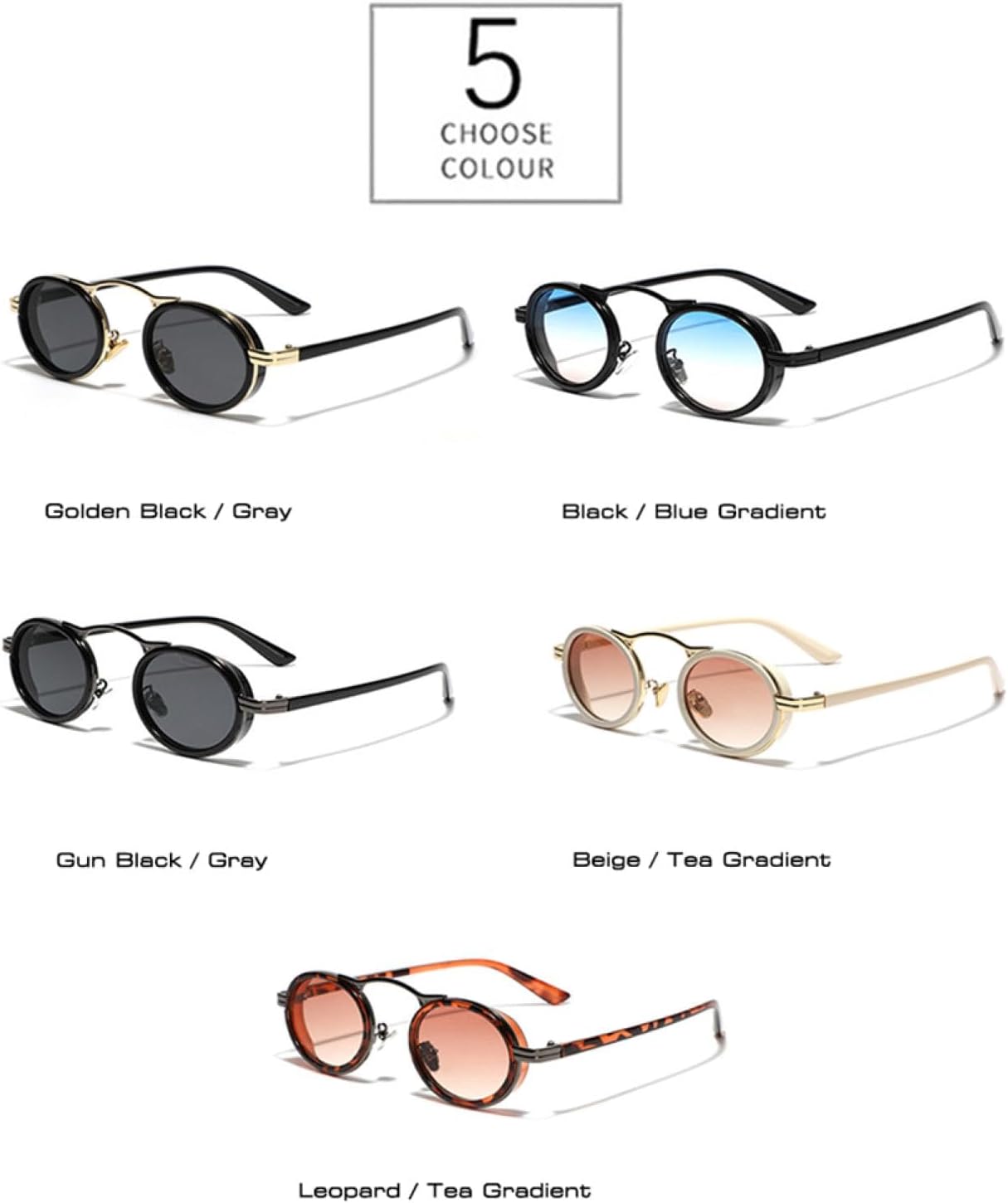 Retro Punk Sunglasses Women Small Oval Gradient Shades Uv400 Men