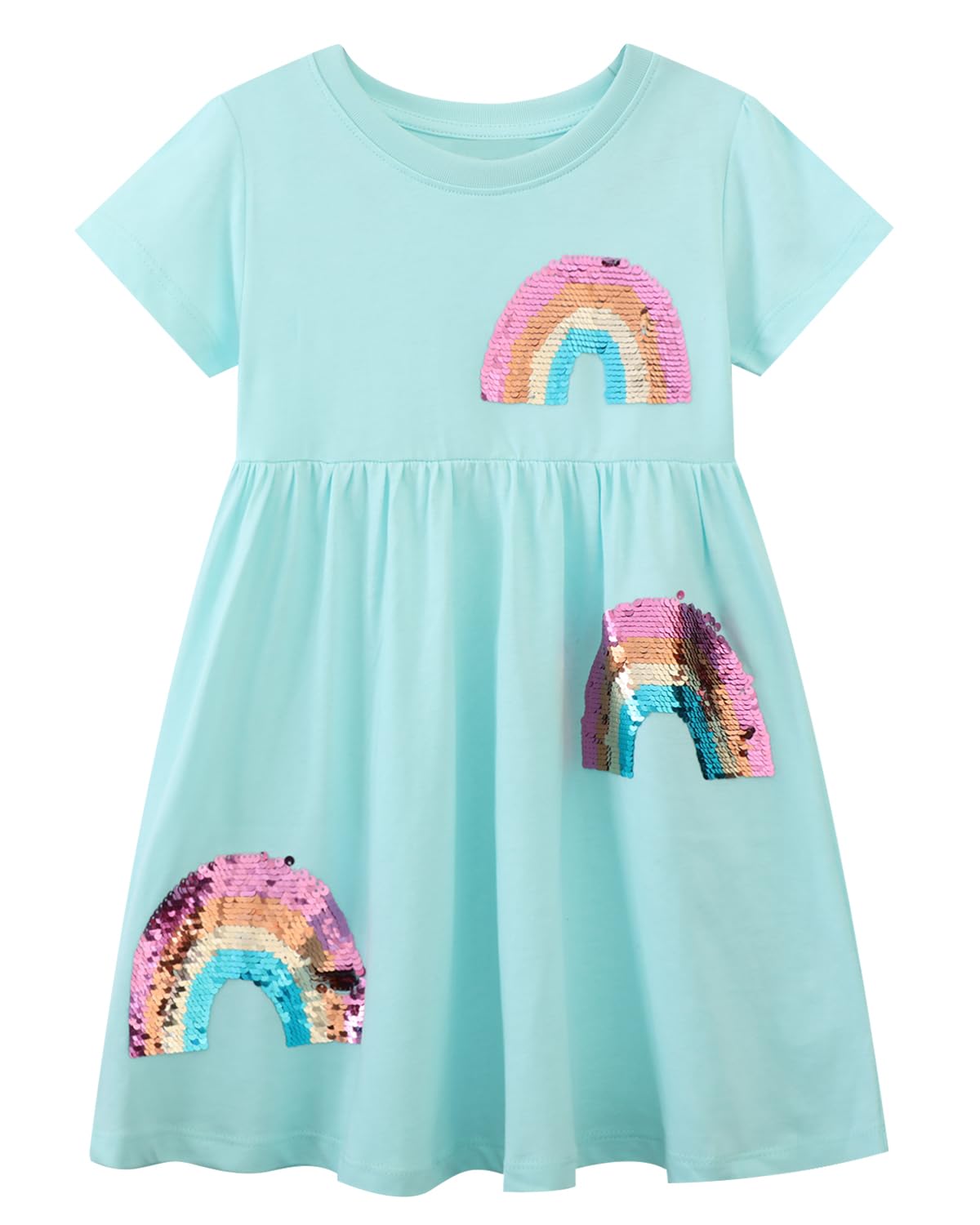 Beilei Creations Vestido de manga corta algodón bordado casual verano camiseta vestido talla 85-140