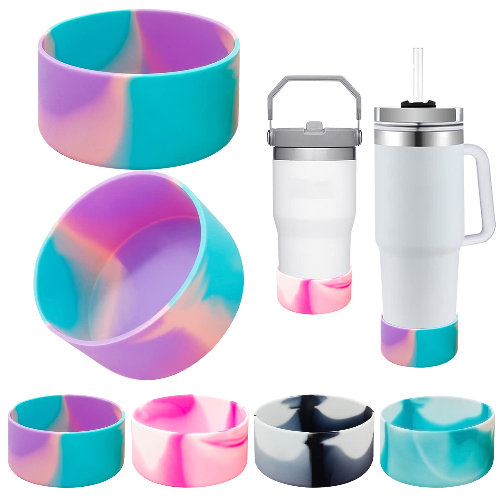 HUIKANGSHENG 4PCS Protective Silicone Boot Bumper for Quencher Adventure 40oz Tumbler, Silicone Anti-collision Boot Compatible with Stanley, Tumbler Accessories