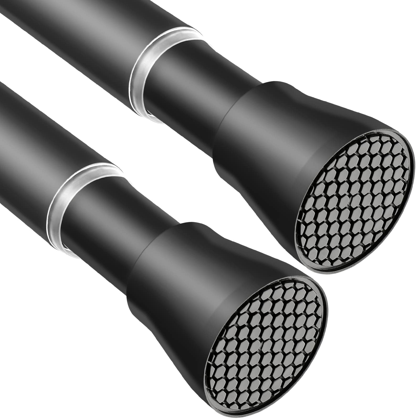 GLDYTVF Adjustable Tension Rods for Curtains & Showers No Drill Spring Loaded Poles 70-130cm 2 Pack Heavy Duty Support for Windows Bathroom Closet Black