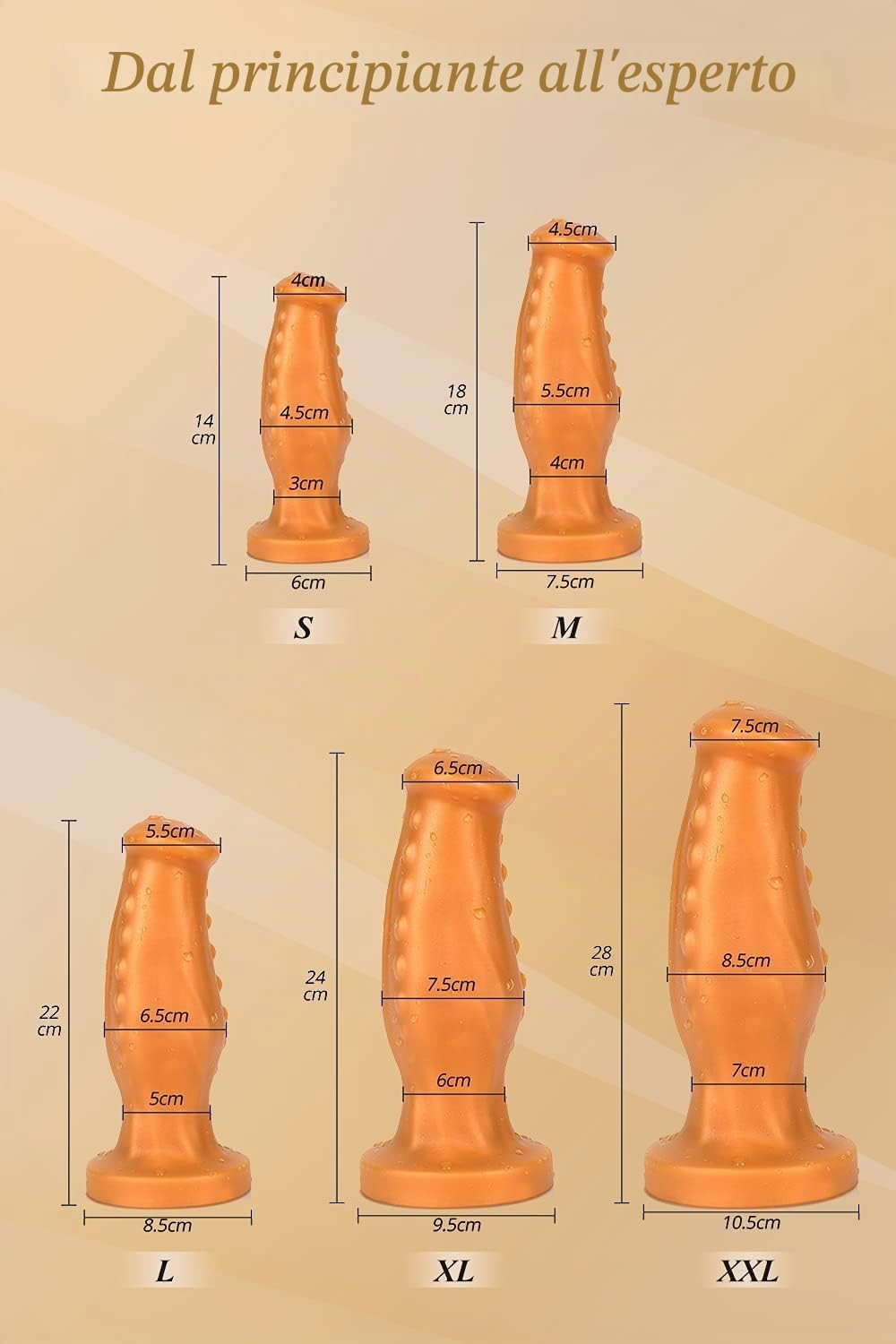 Plug anale a forma di pene Plug anale in silicone liquido ultra morbido con forte ventosa e particelle per una forte stimolazione Giocattolo sessuale per uomini donne (XXL)