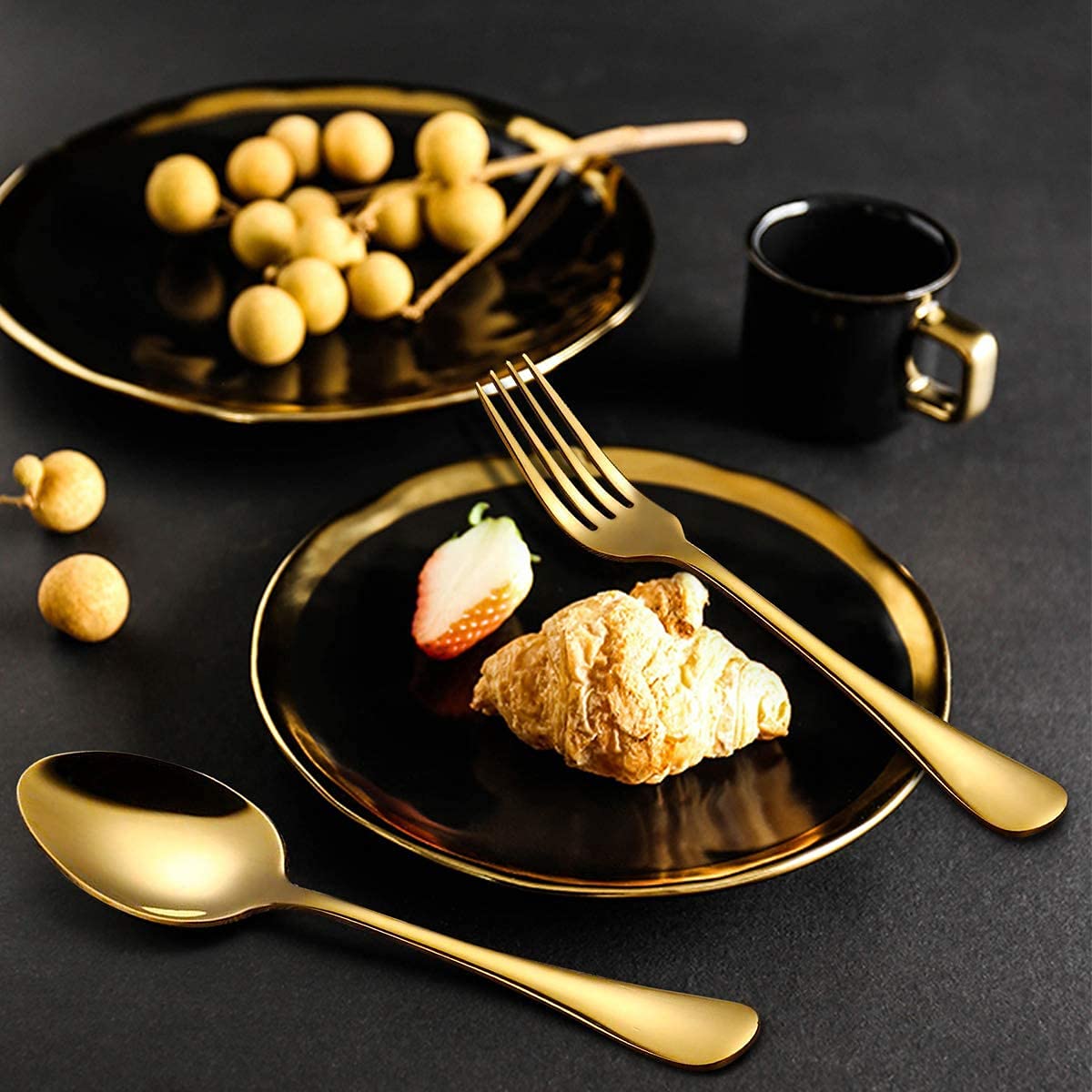 8-teiliges Gold-Edelstahl-Geschirr, Exquisites Spiegelpoliertes Besteck-Set, Kann Für Spülmaschinen Verwendet Werden, Home Kitchen Gifts