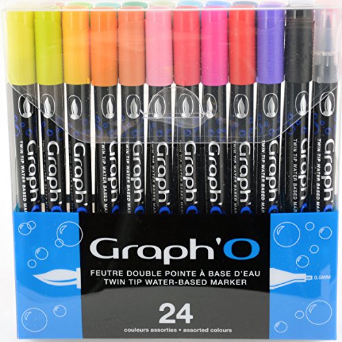 Graph'O Go00240 - Set Di 24 Pennarelli Essential 24 Marqueurs Couleurs Assorties