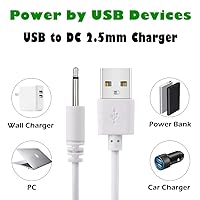 Vista 4 de 2 Pack 2.7ft Replacement DC Charging Cable, USB to DC 2.5mm Fast Charger Cord Adapter - 2.5mm (This is NOT Barrel Jack)