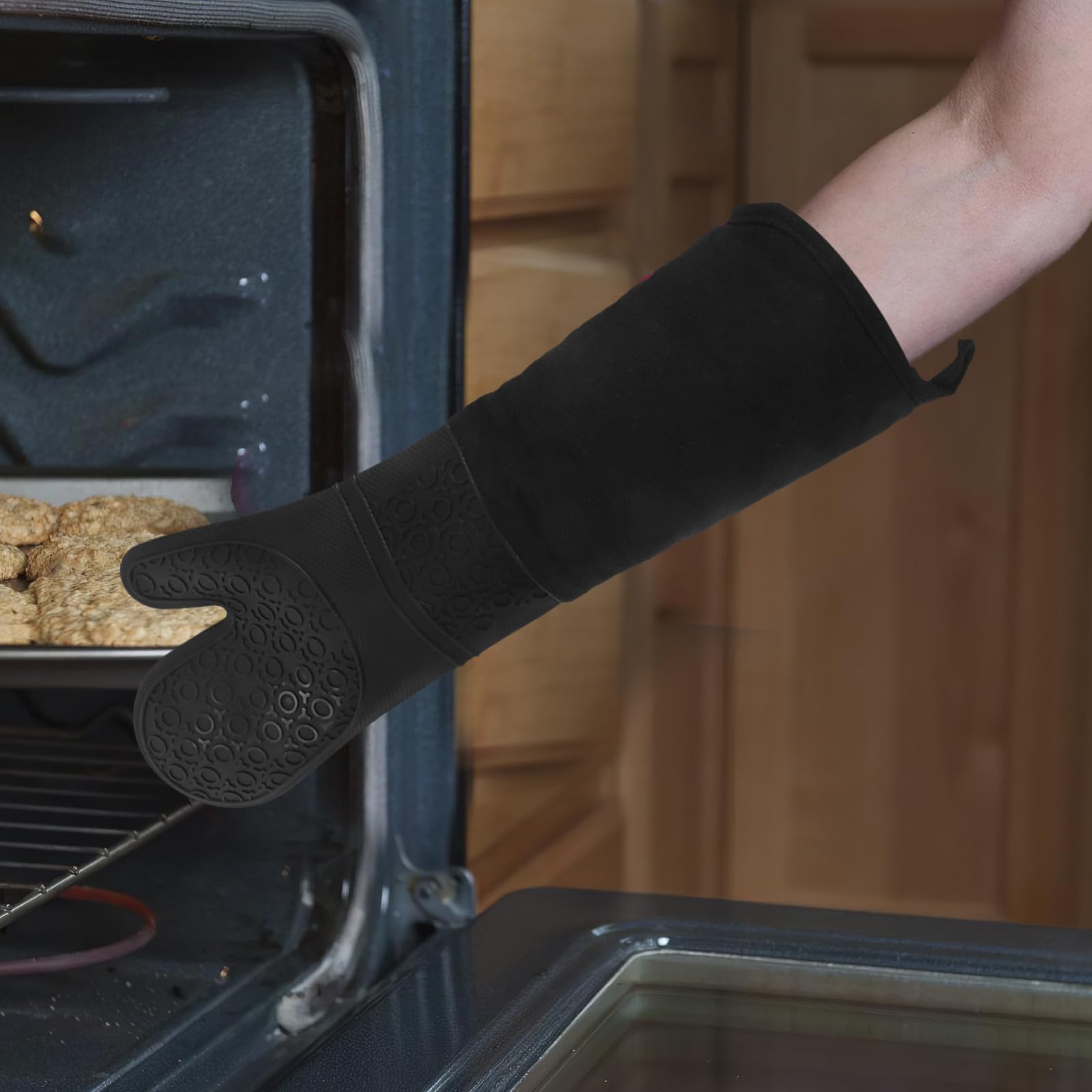 Gadpiparty 1 paio di guanti da forno in silicone resistenti al calore: guanti da forno lunghi e impermeabili - guanti da cucina professionali per forno e barbecue
