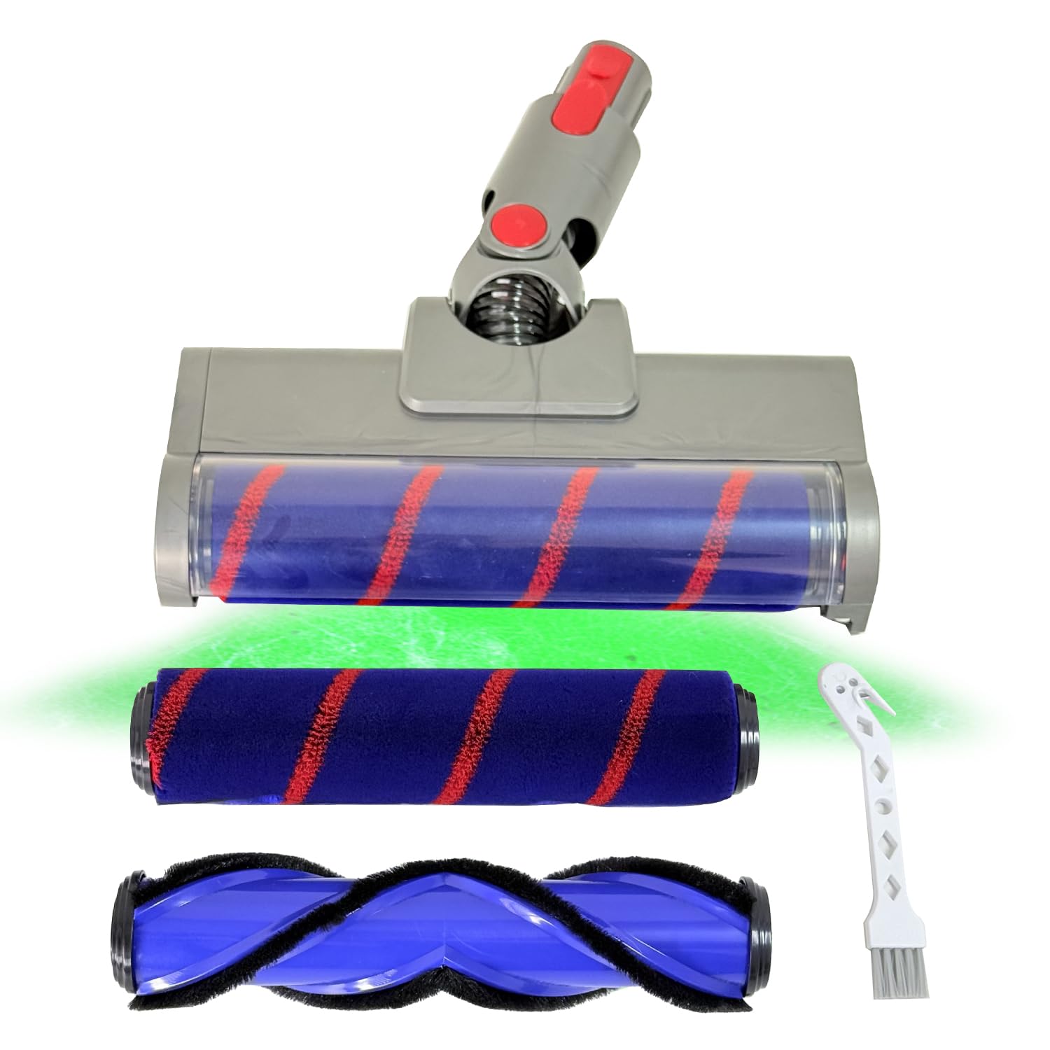 2 Replacement Vacuum Cleaner Heads for Dyson V7/V8/V10/V11/V15 (Not for Slim) Head Brush Roller for Anti-Tangle Motor-Driven Brush Roll with LED Light for Carpets, Hardwood Floors & Tiles