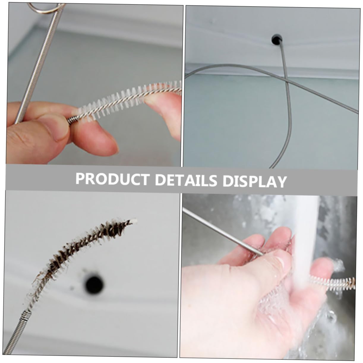 Balacoo 2sets Cleaning Tools Kitchen Kitchen Sink Drain Opener Drain Cleaning Brush Sink Cleaner Silver Stainless Steel Spring 2pcs*2