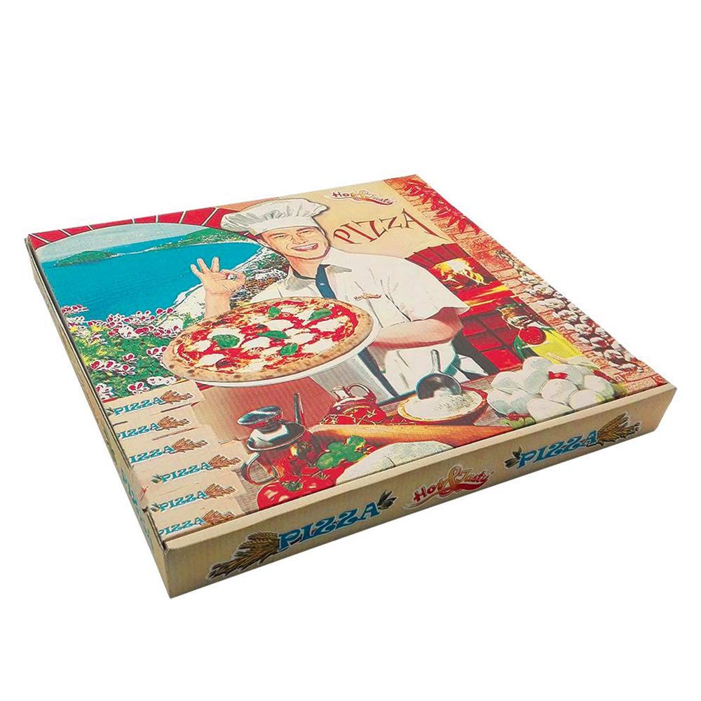 100 uds - Caja para pizza diseño Ischia - tamaño 36x36x4 cm - Anónimas - Cartón microcanal de reciclable y compostable