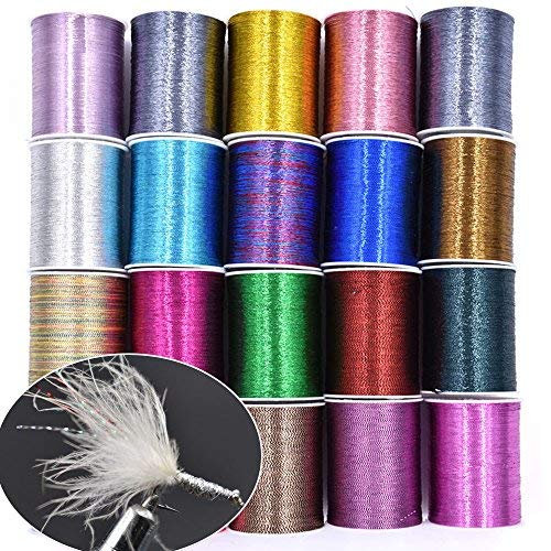 20 Bobinas Differents Colores de Línea con Brillo para fabricar los Mosca de Pesca Material Pesca con Mosca (20 Bobinas Línea)