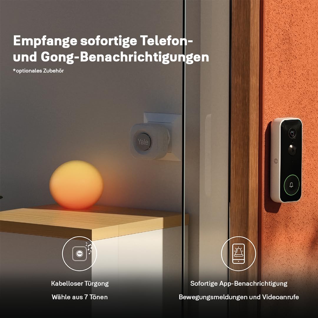 Yale Smart Video-Türklingel - Full HD Live Ansicht & Zwei-Wege-Audio inkl. Yale Türklingel-Gong, Plug-in-Installation - EU- und UK-Strommodule