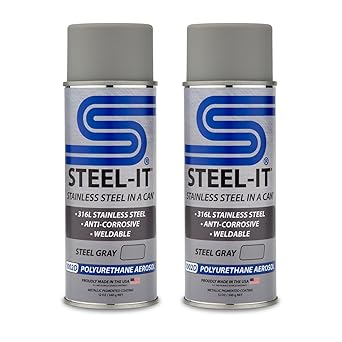 Steel-It 1002D Polyurethane Aerosol, Industrial Paint Coatings, Weldable, Easy to Apply - Steel Gray 2 Pack