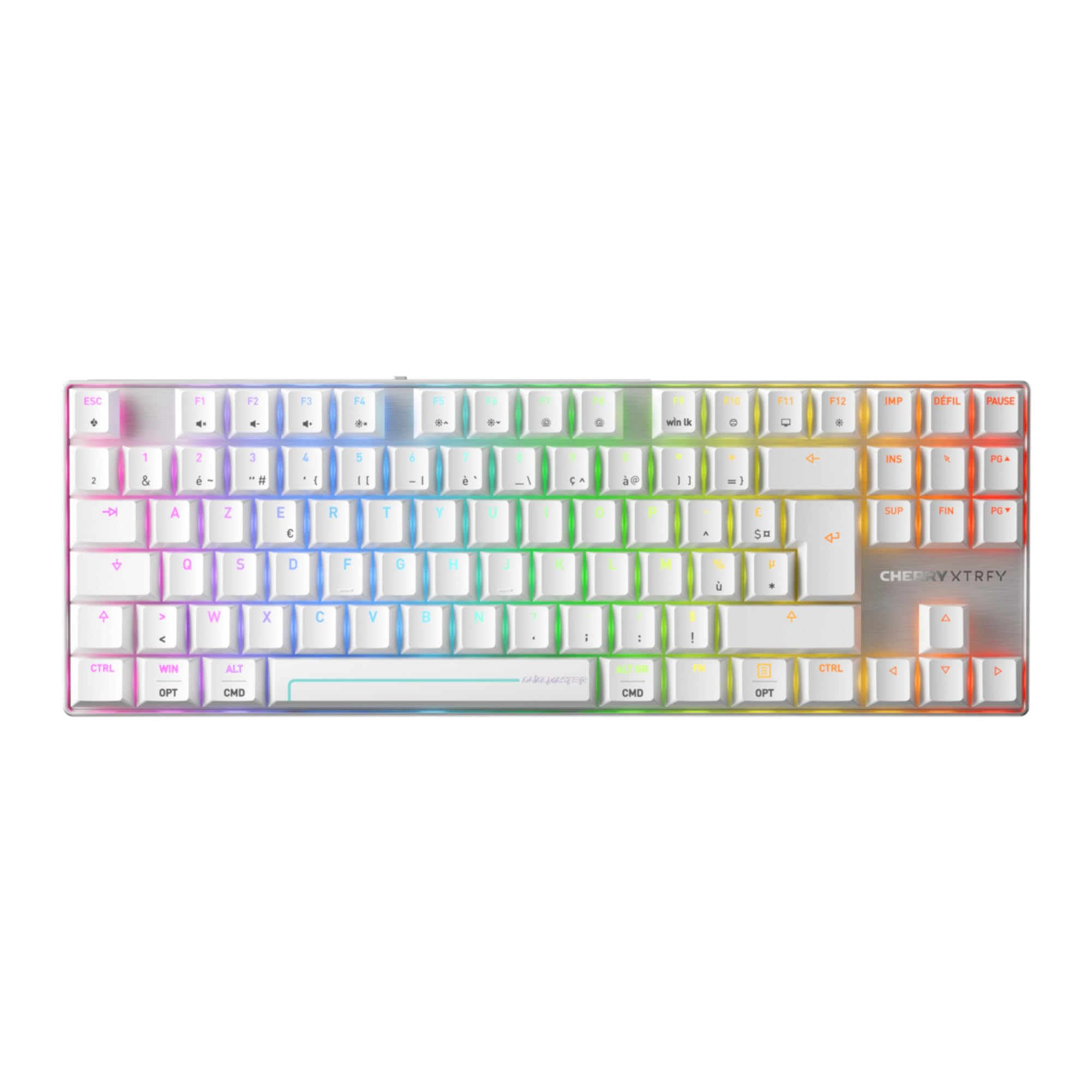 Cherry XTRFY MX 8.2 Pro TMR Wireless, TKL Magnetic/Mechanical Gaming Keyboard, French Layout (AZERTY), MK Crystal Hot Swappable Switches, White