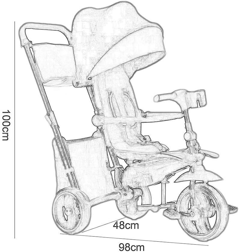 Tricycle Trike Big Kid Foldable Stroller Trike Beginner Red Sunshade 4 In 1 Tricycle 1-6 Years Old Boys Girls Tricycle Birthday Gift