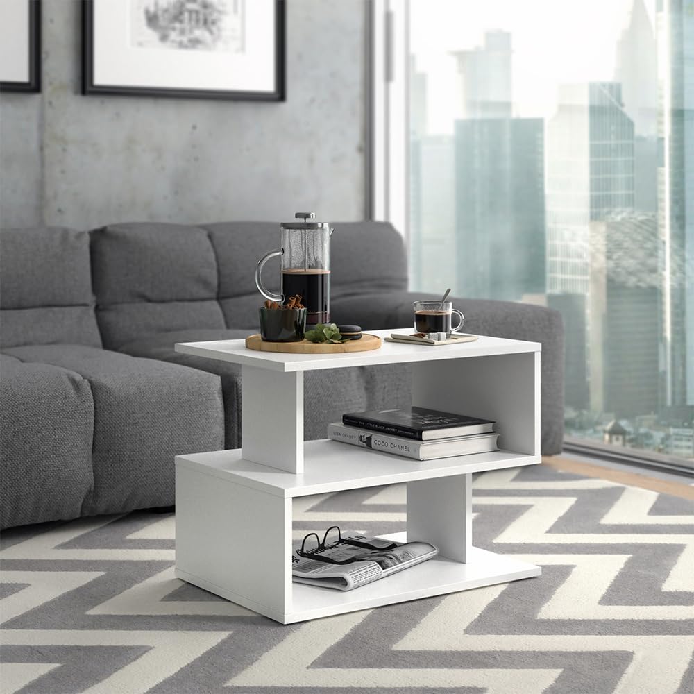 Vicco Tavolino da salotto Shelby, Bianco, 59 x 39 cm | per la conservazione di riviste e telecomandi