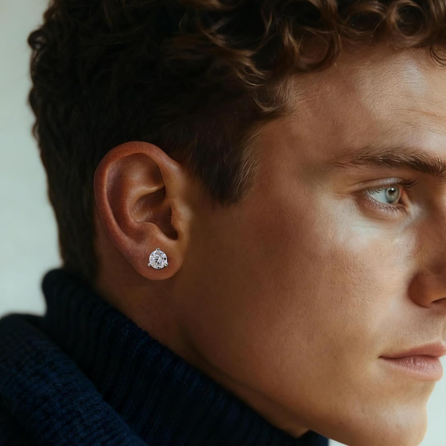 WES Moissanite Stud Earrings for Women Men - Hypoallergenic 925 Sterling Silver with 14K White Gold Plated Round Moissanite Earring - Image 4