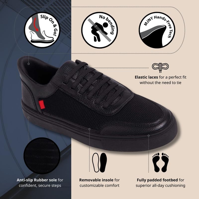 Marc Joseph New York Womens Hands Free Slip On Fashion Classic Casual Comfort Mesh Sneakers for Women Black - Image 6