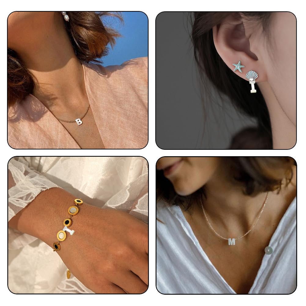 Koraliki z literami, 26 sztuk, muszla, alfabet, litery, koraliki do nawlekania, charms, koraliki do nawlekania, do bransoletek, biżuterii, rzemiosła, pierścionków, kolczyków