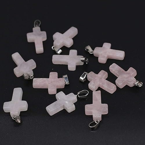 Miniatura 5 de Venta al por mayor 20 piezas de colgantes de piedra natural, cuentas de chakra en forma de cruz encantos curativos de cuarzo de cristal para hacer
