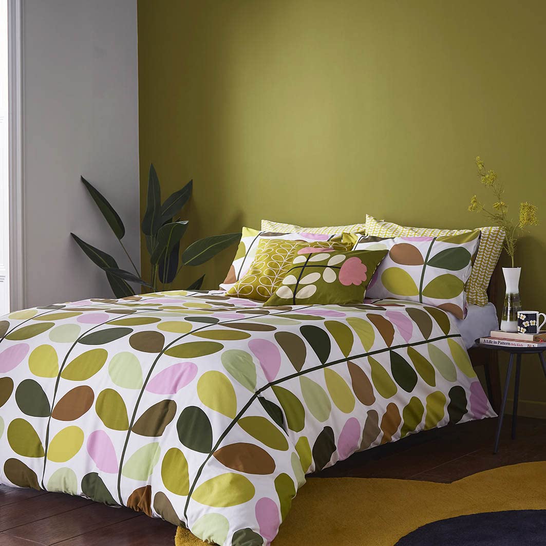 Warm Brown, Yellow, Pistachio, Pink Orla Kiely Bed Linen Multi Stem Spring 100% Cotton Bedding Duvet Set - Kingsize (230Cm X 200Cm)