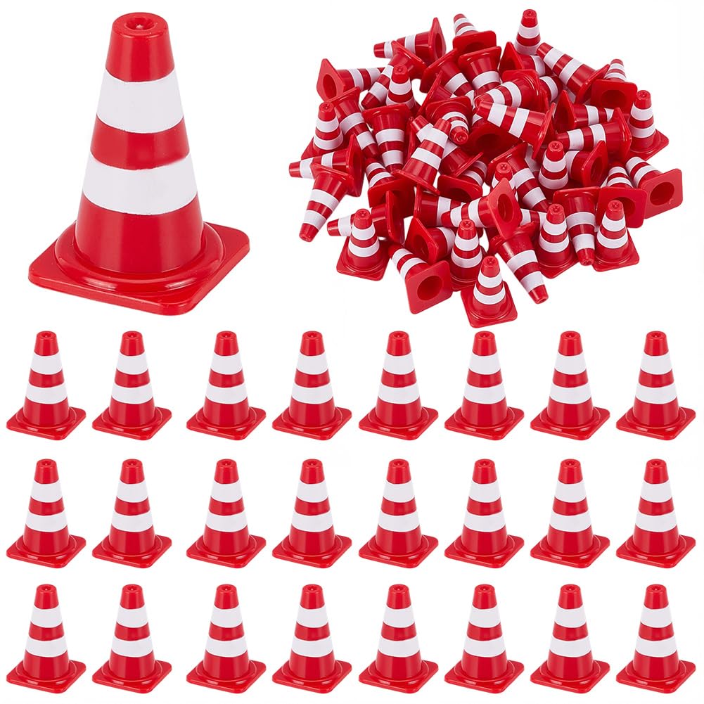 50 cono de Tráfico En Miniatura Mini Señales de Tráfico de Plástico ABS Rojo Pequeño Obstáculo de Seguridad Callejera Modelos de Carretera Figuras Barricadas para Micropaisaje Entrenamiento C
