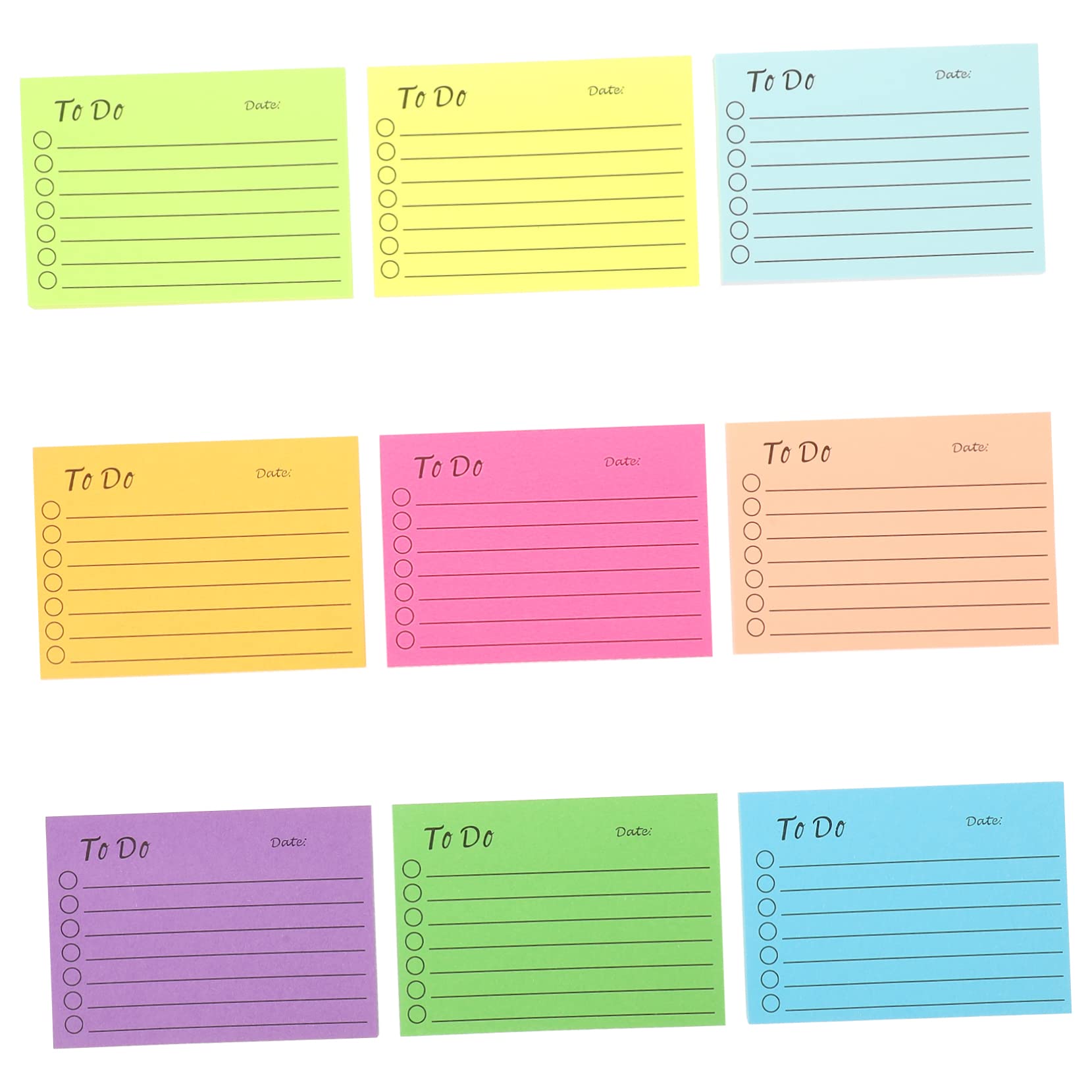 SEWACC 3 Sätze Teiliges Fluoreszierendes Memo Pad Set Selbstklebende Haftnotizen Für Büro Schule Und Zuhause Wiederverwendbare Notizzettel Verschiedenen Farben Leicht 9 Stücke * 3