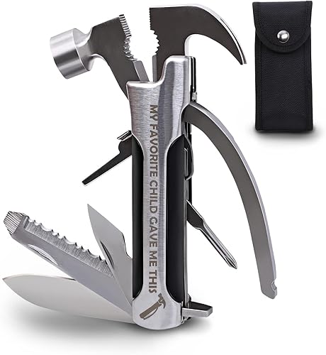 Miniatura 8 de Regalos para el día del padre para papá de hija hijo BEST DAD EVER Hammer multiherramienta accesorios de campamento 12 en 1 bolsillo