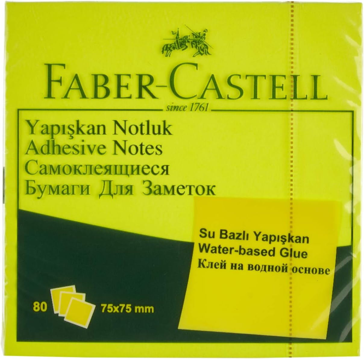 Faber-Castell Yapışkan Notluk, 75x75MM, Fosforlu Sarı