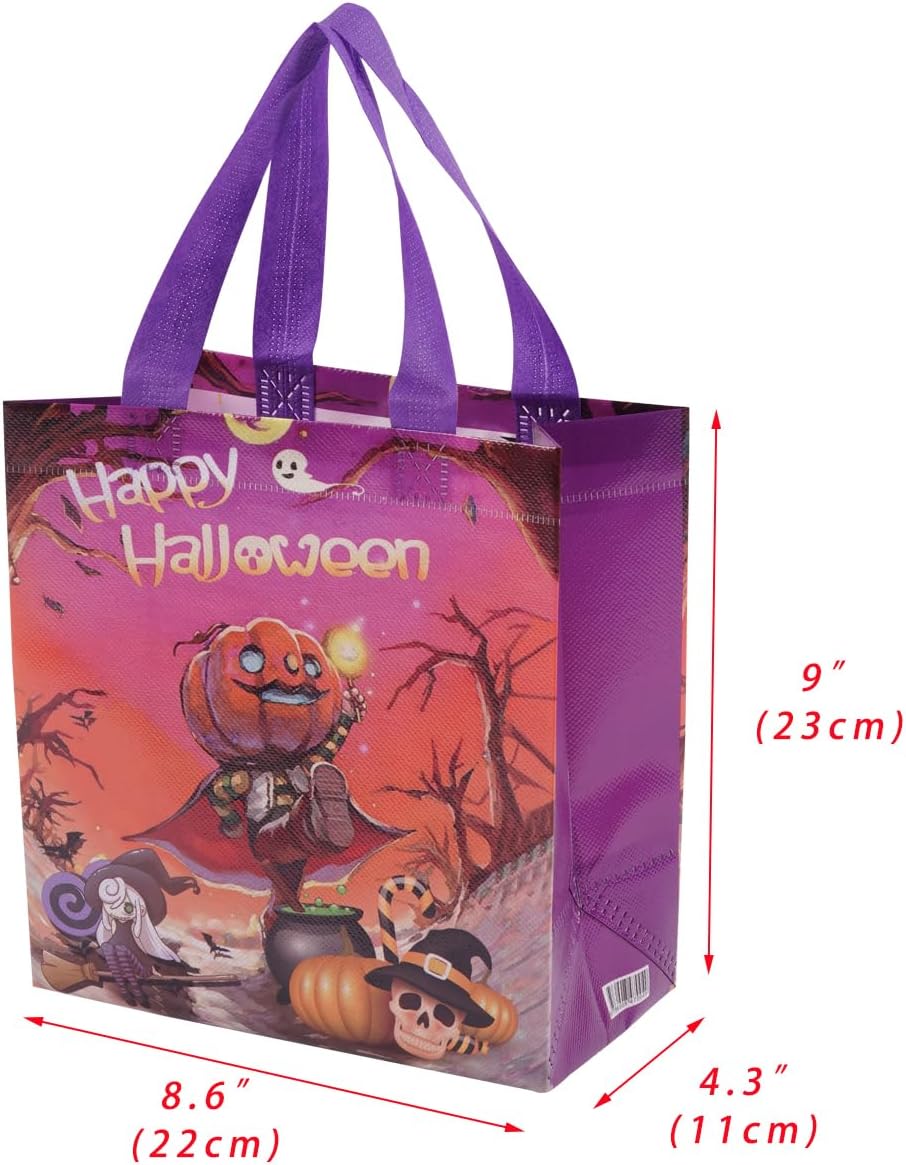 Lyforpyton 4Pcs Halloween Goodie Bags, Small Non-Woven Gift Bag with Handles, Suitable for Halloween Trick or Treat Party, 9"x8.6"x4.3" - Image 2