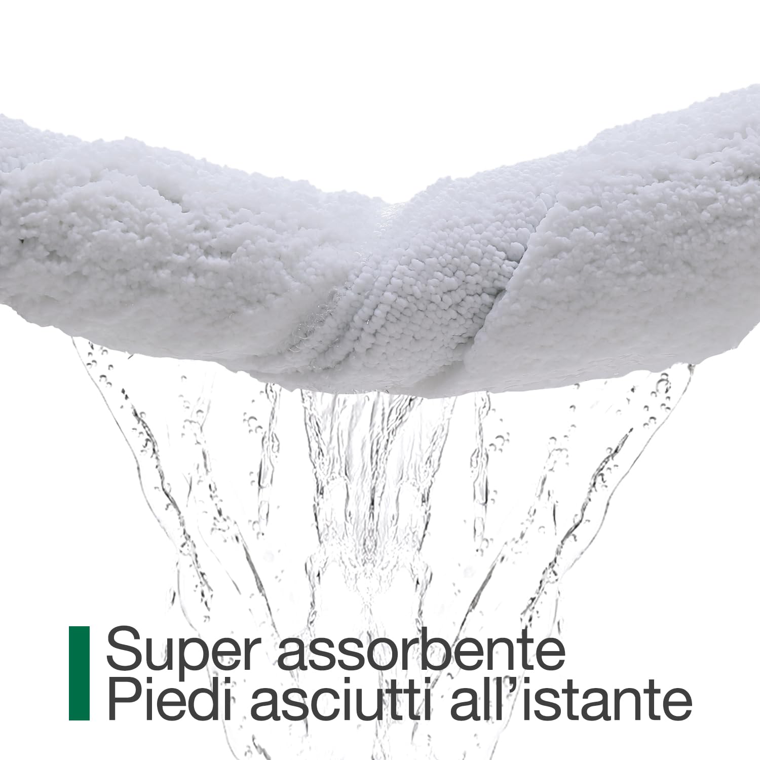 LUMI Tappetino Bagno Morbido Antiscivolo, Tappeto Bagno in Microfibra Super Assorbente, Lavabile in Lavatrice, Asciugatura Rapida, Tappeto Doccia Soffice per Vasca e Bagno, Bianco, 60x110 cm