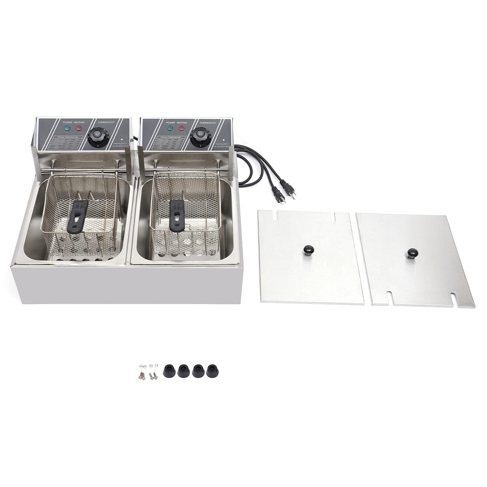 Fritteuse Fritöse Elektro-Fritteusen Doppelfritteuse Edelstahl Friteuse 12L 5000W 220V mit Frittierkorb Geeignet für Pommes frites Zwiebelringe Brathähnchen